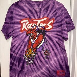 Mitchell & Ness Purple Tee with Red Hardwood Classics Raptors NBA Logo